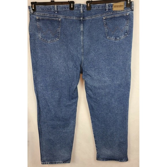 Wrangler Rugged Wear Mens (56 x 30) Big & Tall Blue Jeans Flat Front Medium Wash - Picture 5 of 10